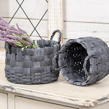 2/Set, Natural Gathering Baskets w/Rope Handles - The Fox Decor